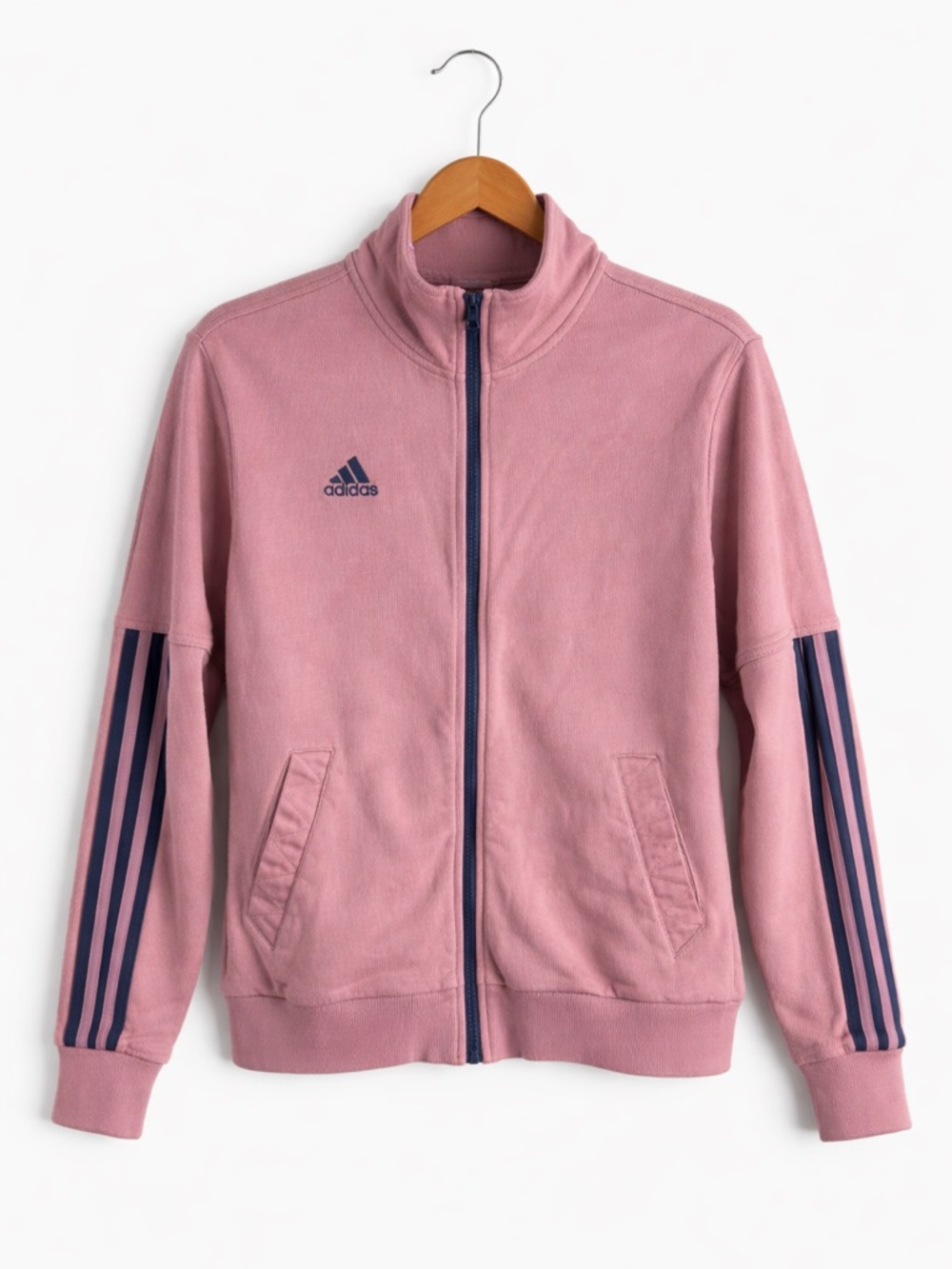 Adidas Pink Track Jacket Medium 3 Stripe Athleisure Zip Up Sweatshirt Streetwear